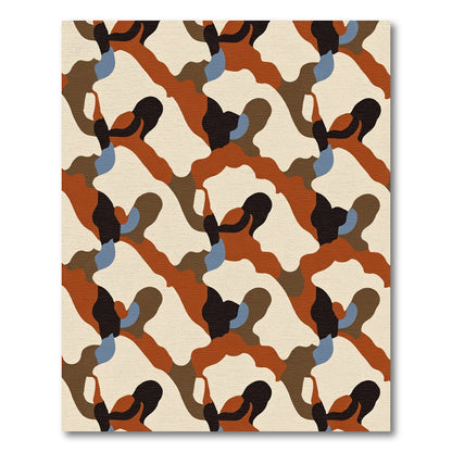 Burlap Camouflage Abstract Shapes Rug