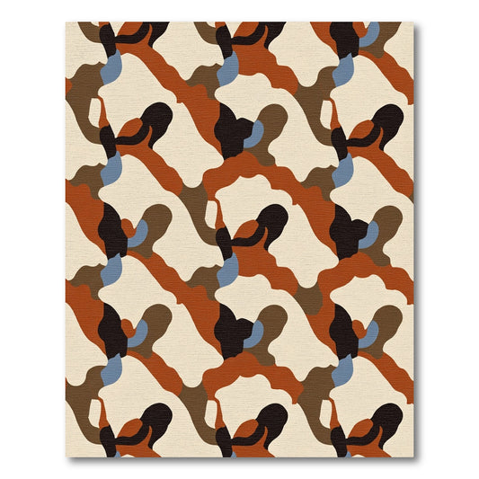 Burlap Camouflage Abstract Shapes Rug