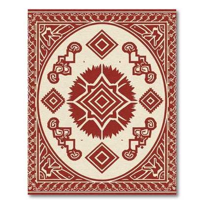 Crimson Medallion Diamond Border Rug
