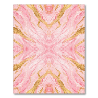 Pink Gold Pink Gold Marble Abstract Area Rug