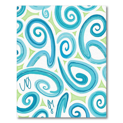 Turquoise Swirling Curls Whimsical Rug