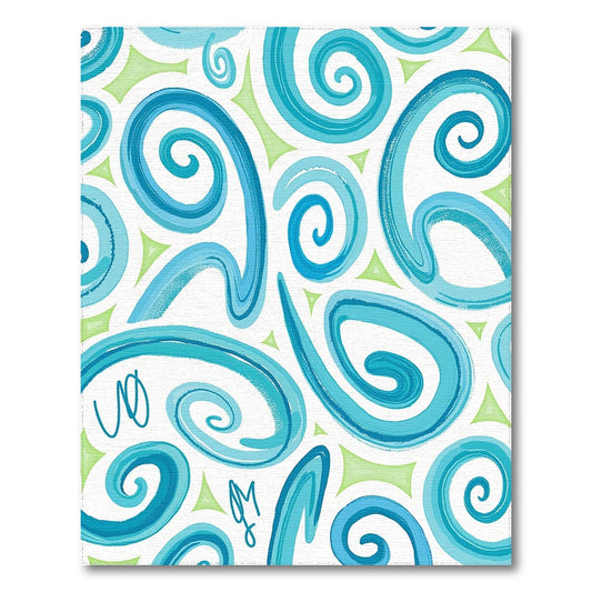 Turquoise Swirling Curls Whimsical Rug