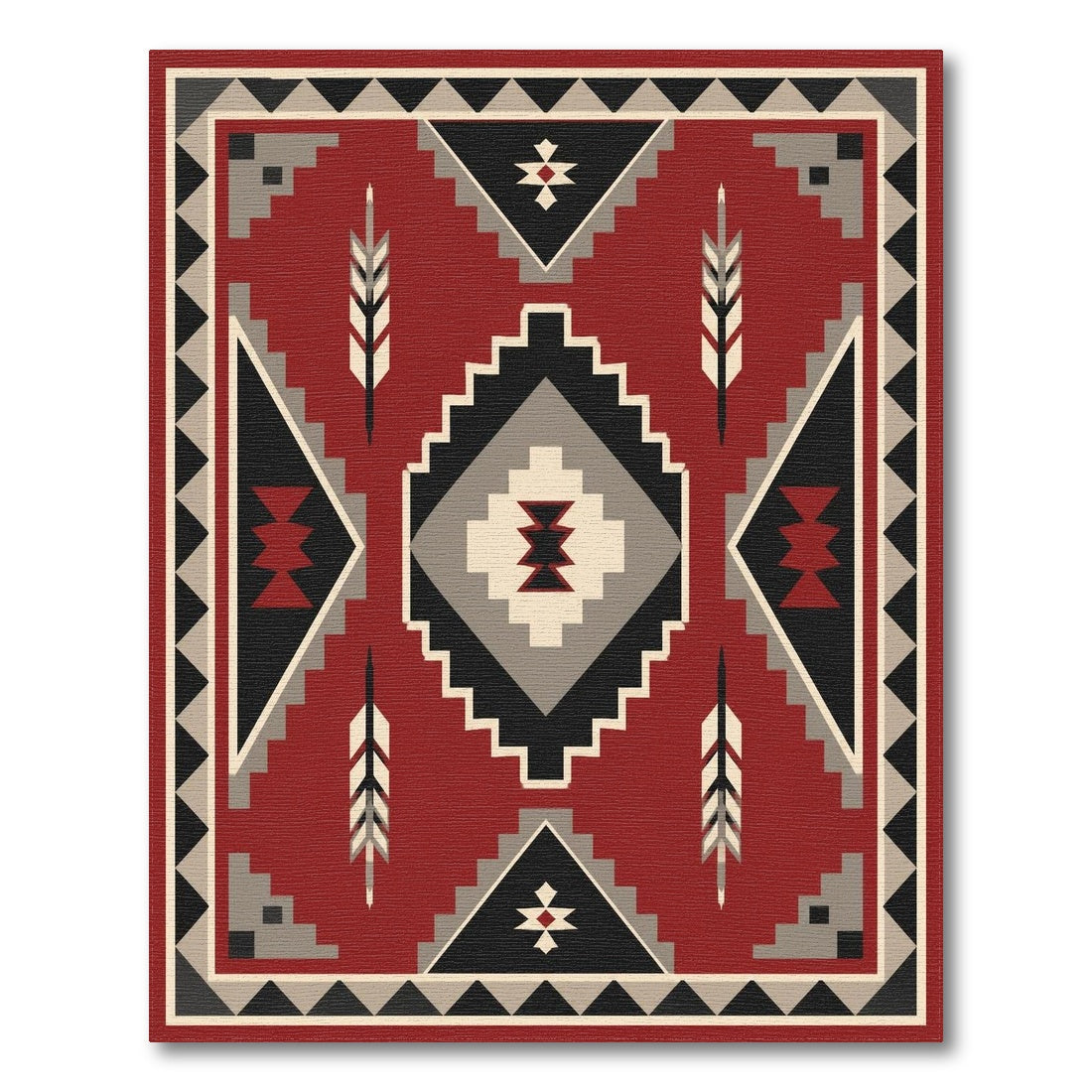 Red Southwestern Geometric Area Rug