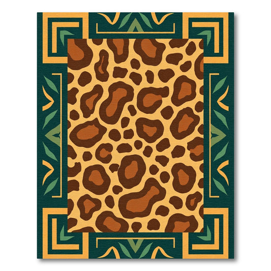 Gold Brown Leopard Squares Jungle Rug