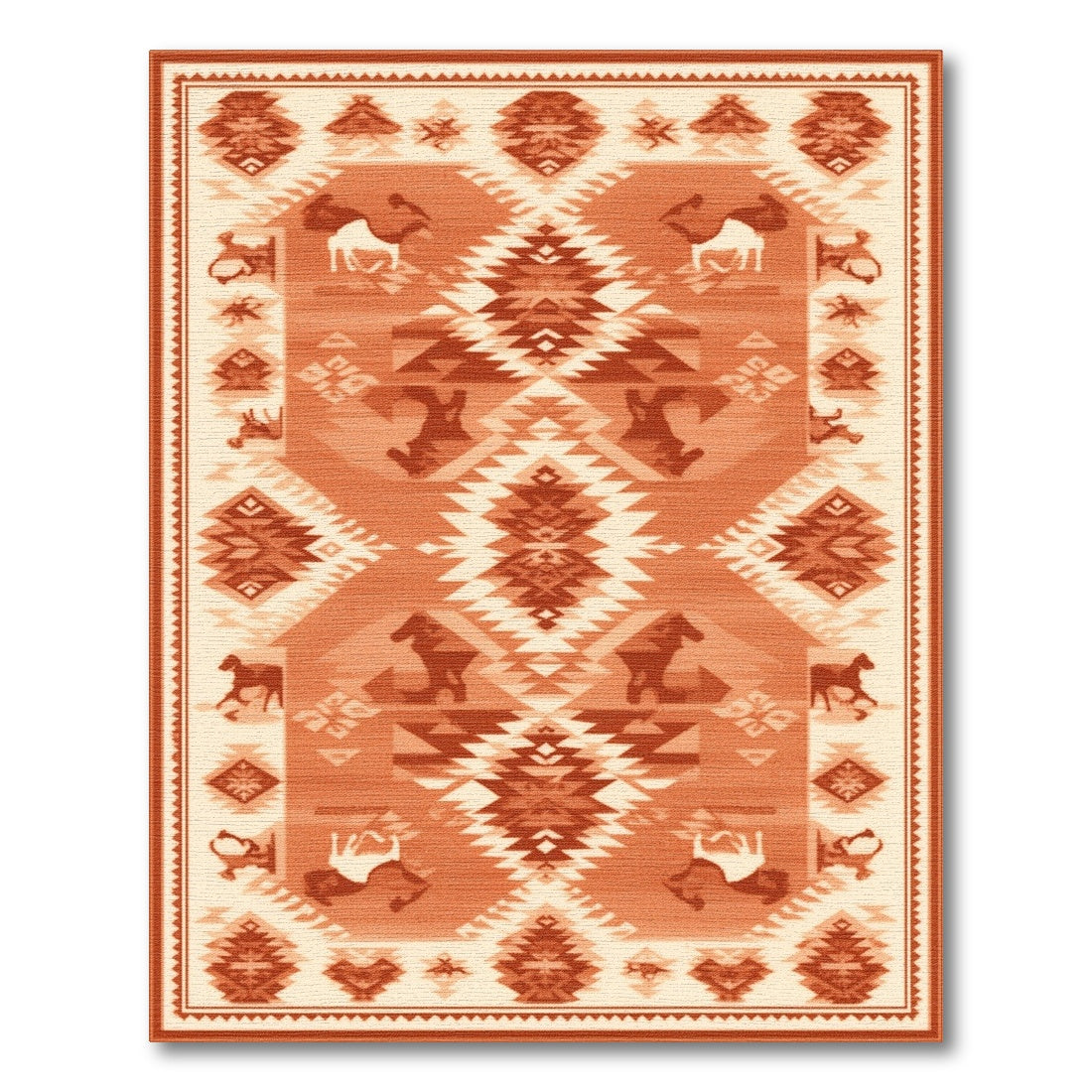 Southwestern Horse Area Rug in Brown Tan