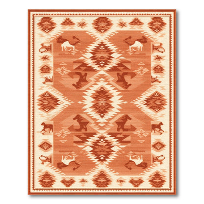 Southwestern Horse Area Rug in Brown Tan