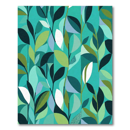 Abstract Teal Leafy Branches Rug