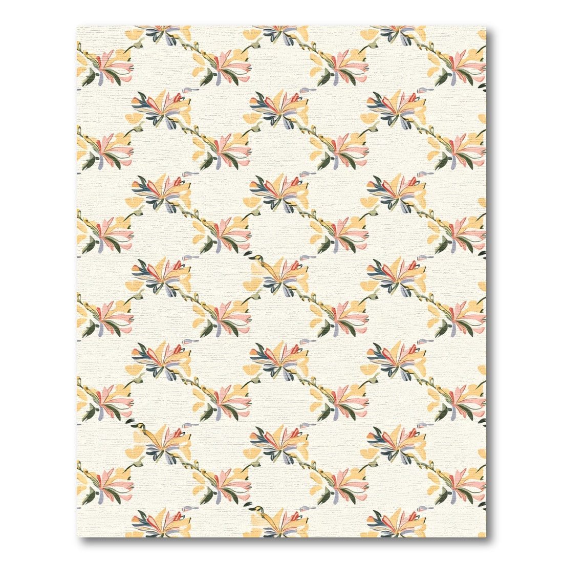 Yellow Blush Floral Vine Arrangement Rug
