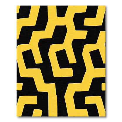 Bold Yellow Maze Geometric Rug