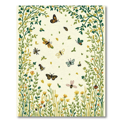 Whimsical garden with butterflies and bees Rug