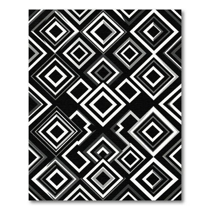 Monochrome Layered Diamond Overlay Rug