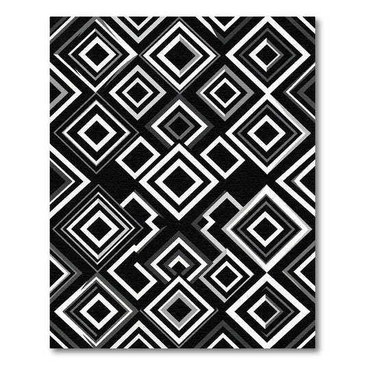 Monochrome Layered Diamond Overlay Rug