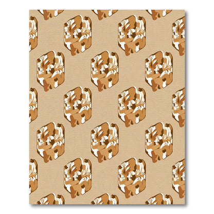 Tan Earthy Tone Abstract Cubes Rug