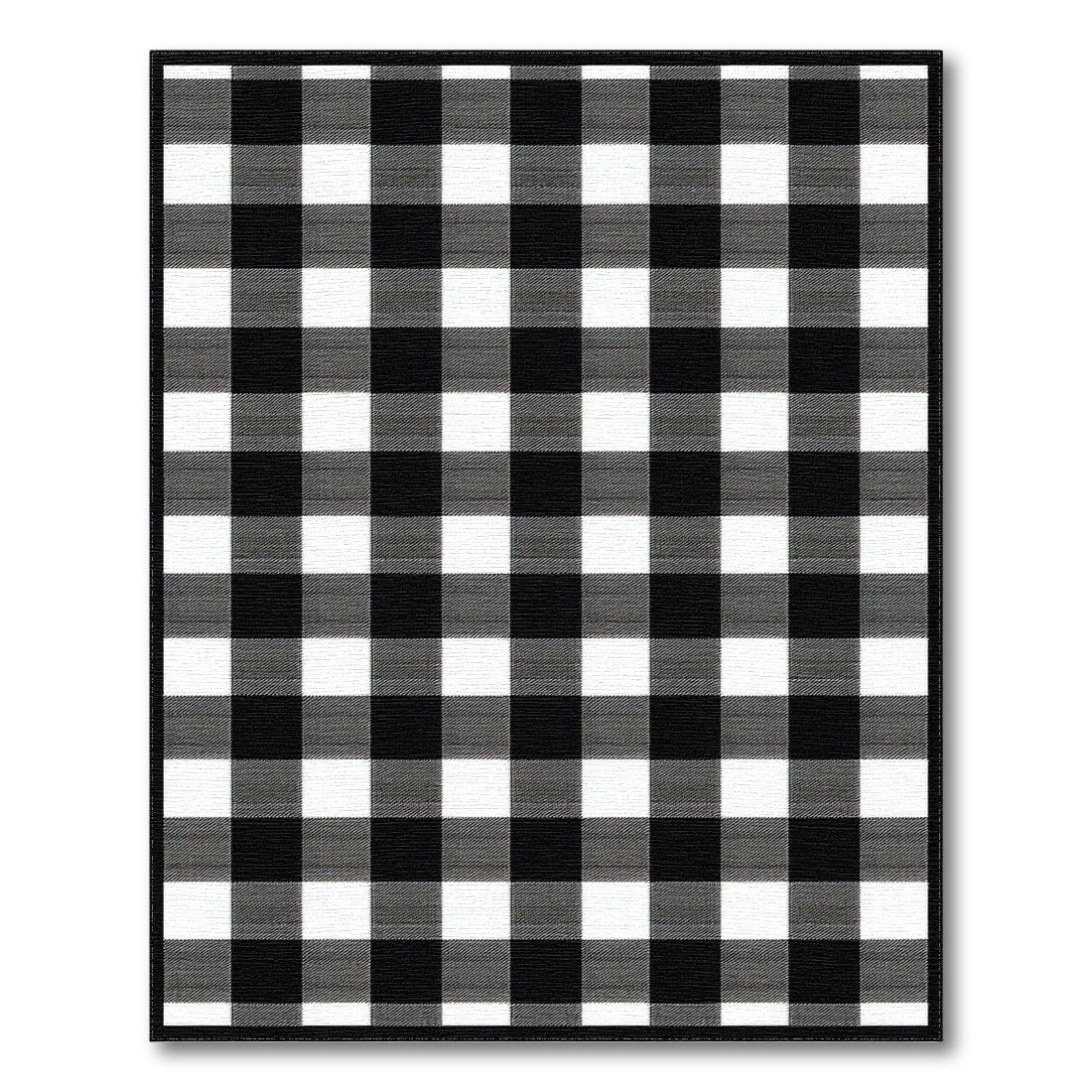 Black White Checkered Geometric Area Rug