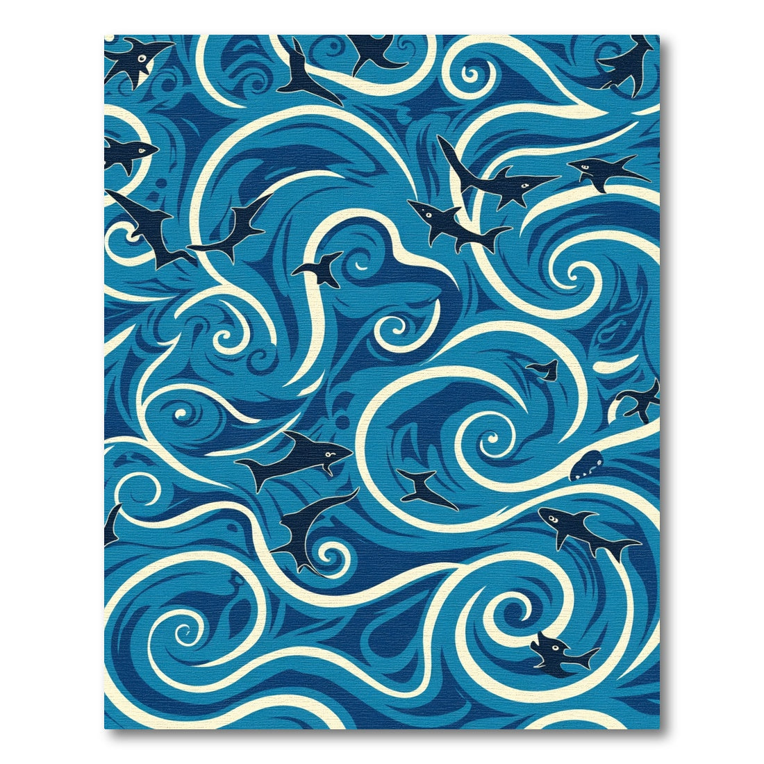 Majestic Blue Shark Swirls Rug