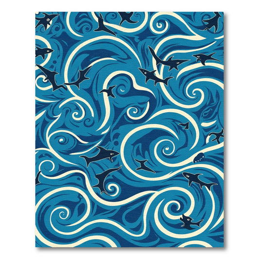 Majestic Blue Shark Swirls Rug