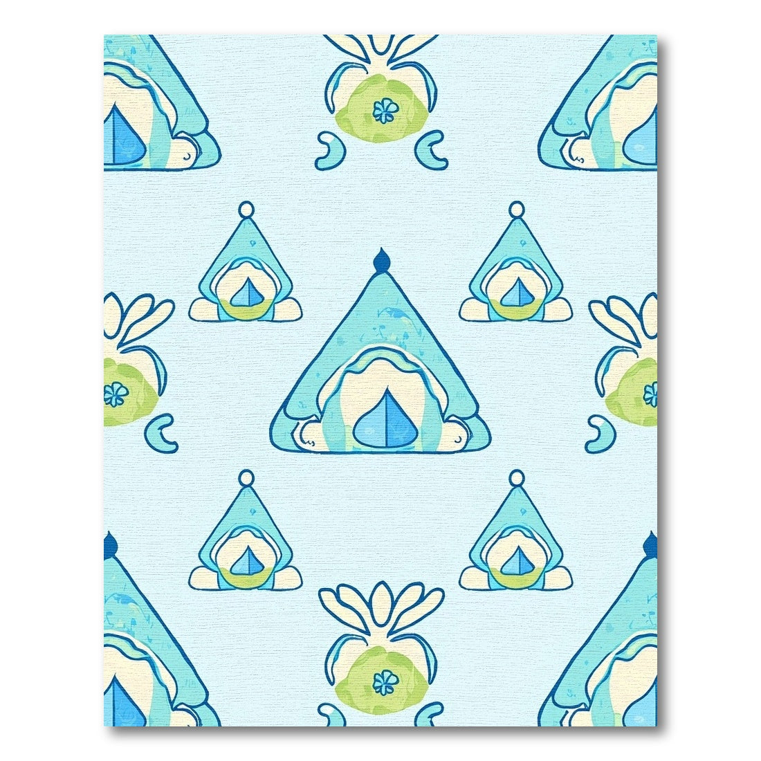 Soft Blue Whimsical Gnome Medallion Rug