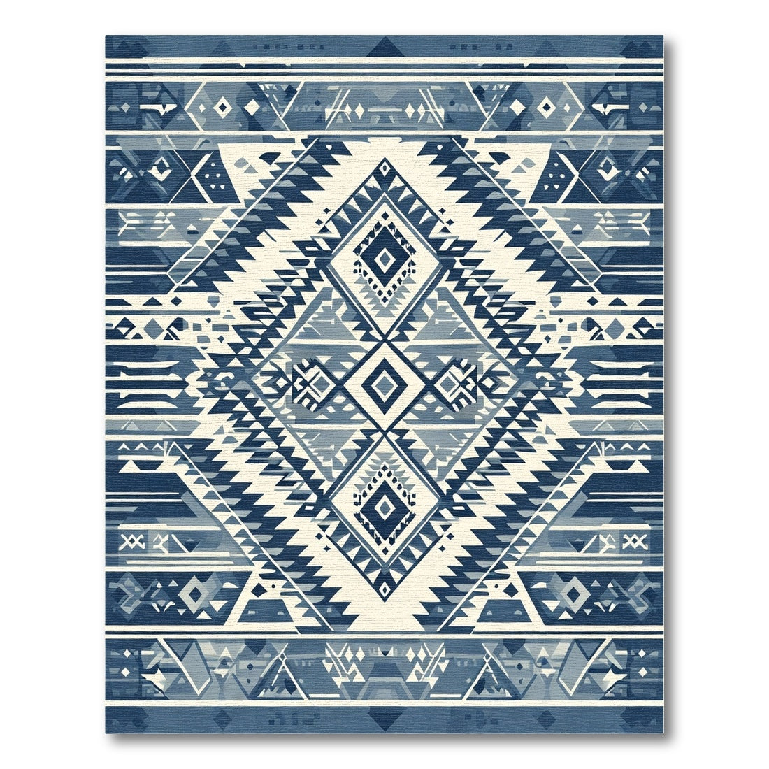 Indigo Geometric Tribal Diamond Rug