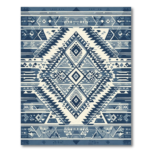 Indigo Geometric Tribal Diamond Rug