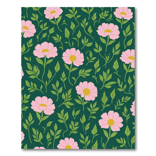 Delicate Pink Floral Botanical Art Rug