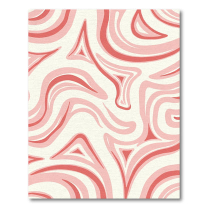 Coral Pink Swirl Abstract Waves Rug