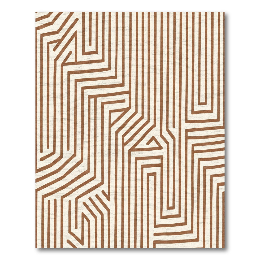 Brown Maze Lines Geometric Rug