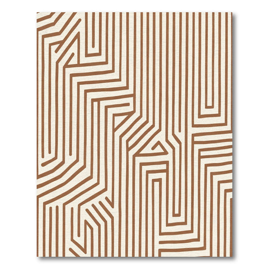 Brown Maze Lines Geometric Rug