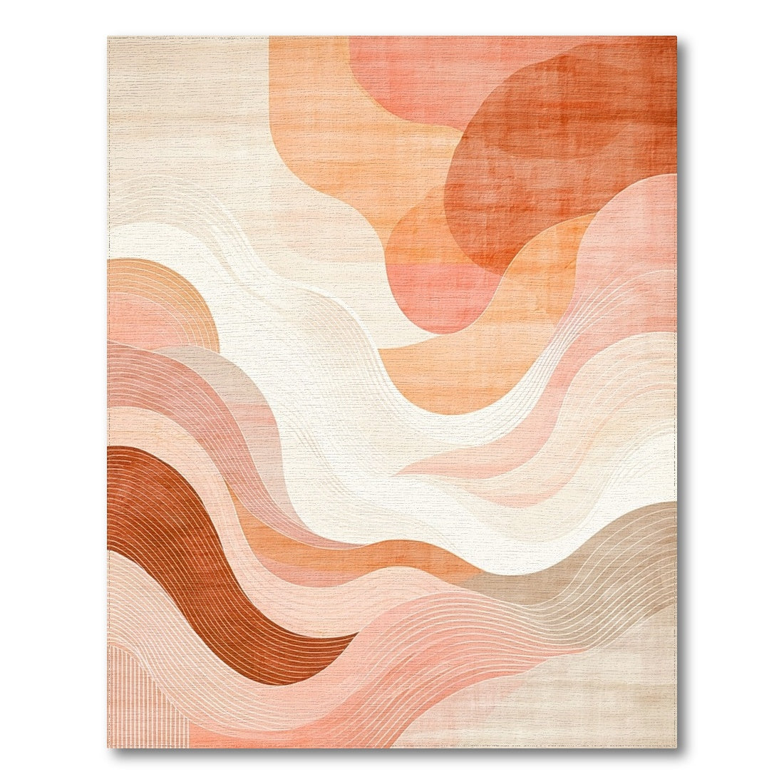 Warm Orange Wave Abstract Area Rug