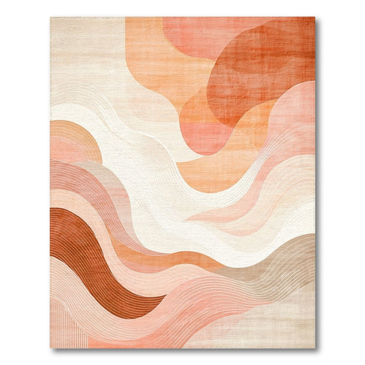 Warm Orange Wave Abstract Area Rug
