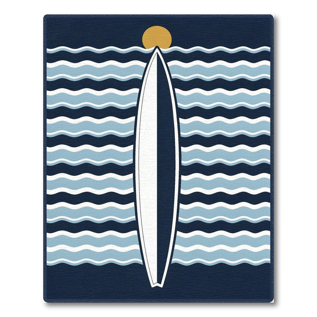 Coastal Surfboard Blue Waves Area Rug
