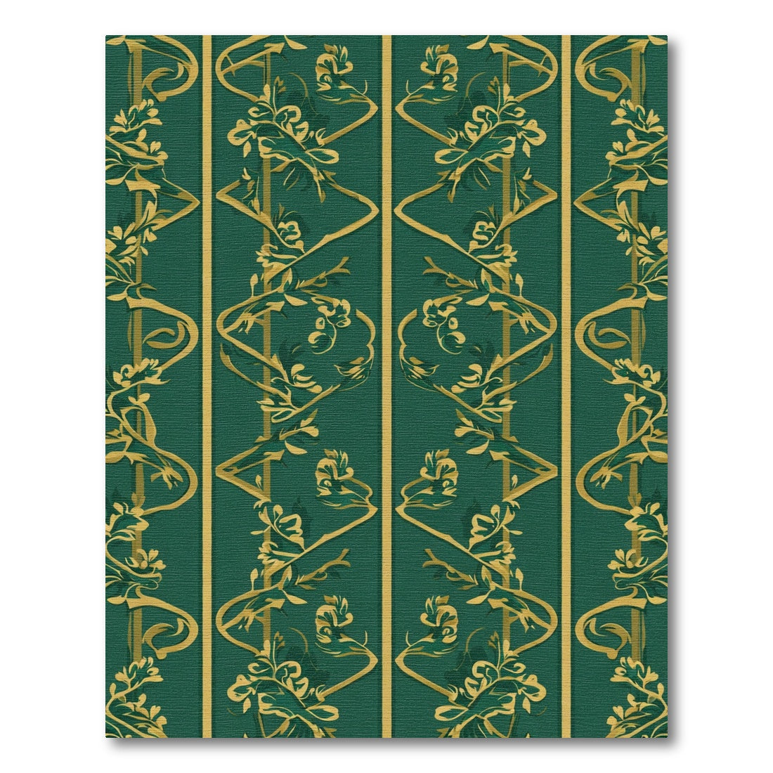 Emerald Gold Floral Vine Art Rug