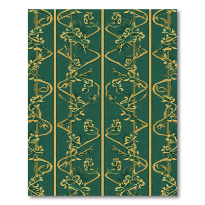 Emerald Gold Floral Vine Art Rug