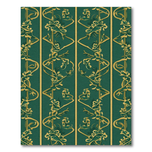 Emerald Gold Floral Vine Art Rug