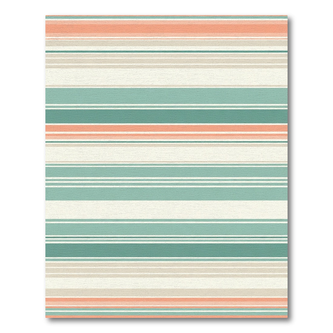 Subtle Salmon Aqua Horizontal Stripe Rug