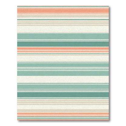 Subtle Salmon Aqua Horizontal Stripe Rug