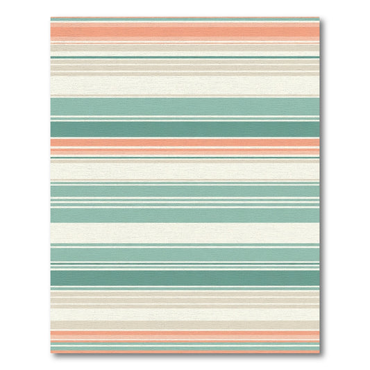 Subtle Salmon Aqua Horizontal Stripe Rug