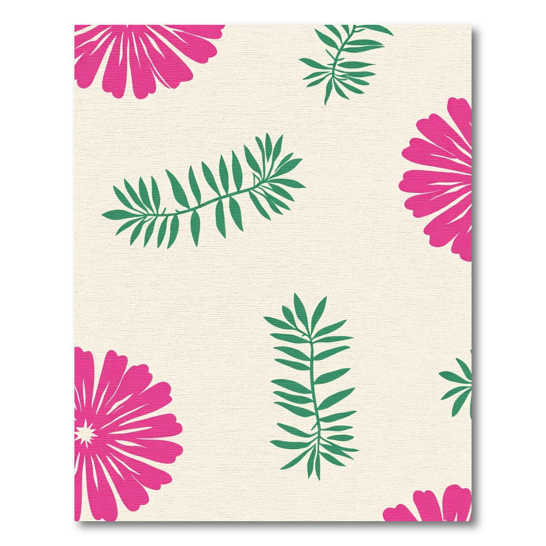 Hot Pink Floral Green Foliage Rug