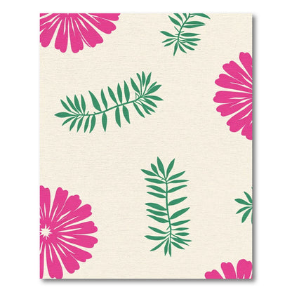 Hot Pink Floral Green Foliage Rug