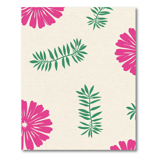 Hot Pink Floral Green Foliage Rug