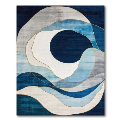 Blue Abstract Swirl Area Rug