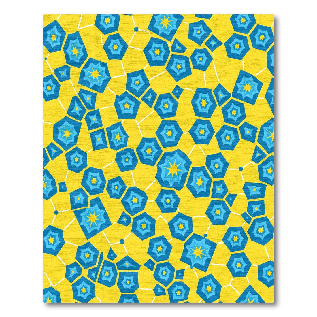 Bright Yellow Blue Starburst Geometric Rug