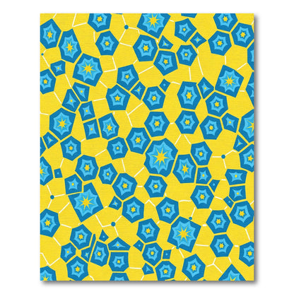 Bright Yellow Blue Starburst Geometric Rug