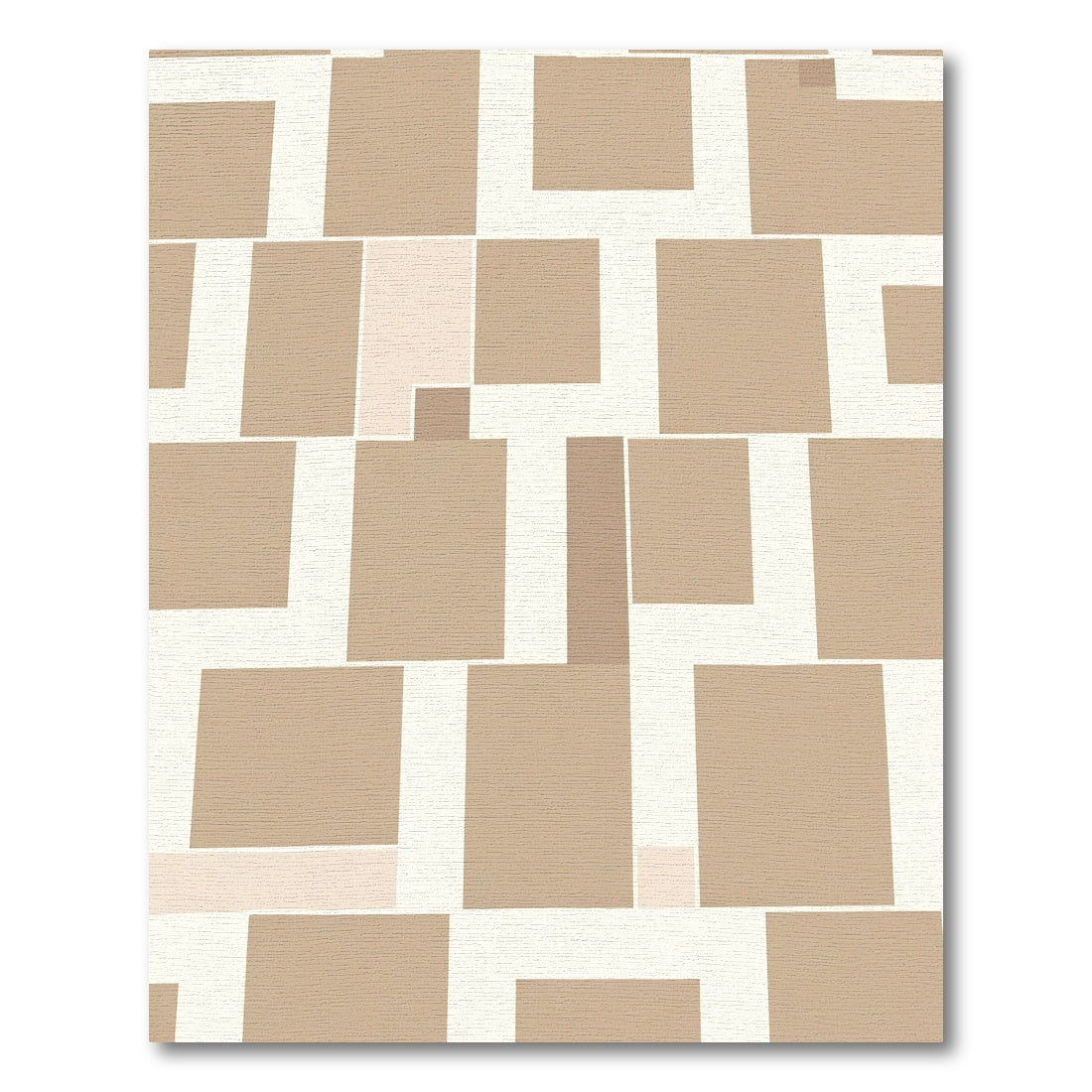 Minimalist Beige Geometric Squares Rug