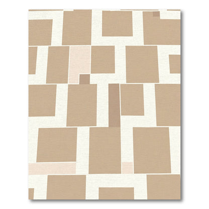 Minimalist Beige Geometric Squares Rug