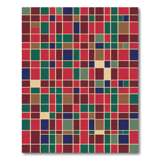 Crimson Teal Blue Geometric Tiling Rug