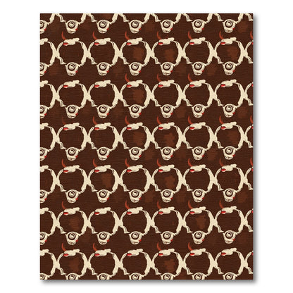 Rustic Cream Brown Abstract Chain Rug