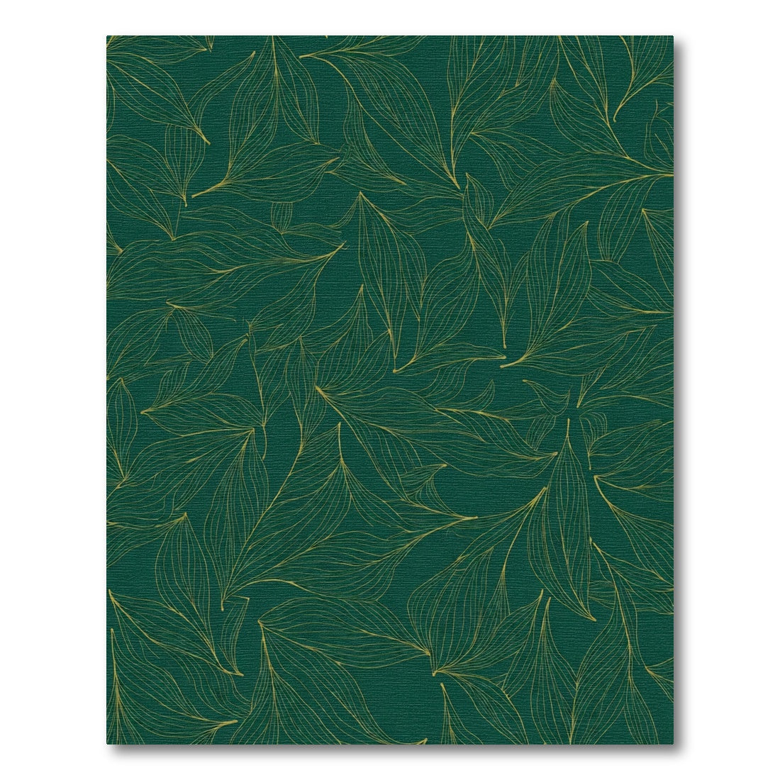 Deep Emerald Gold Outline Leafy Rug