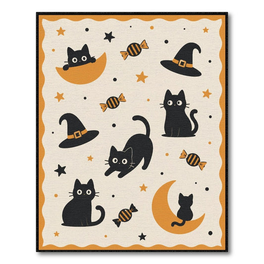 Black Cat Halloween Kids Area Rug