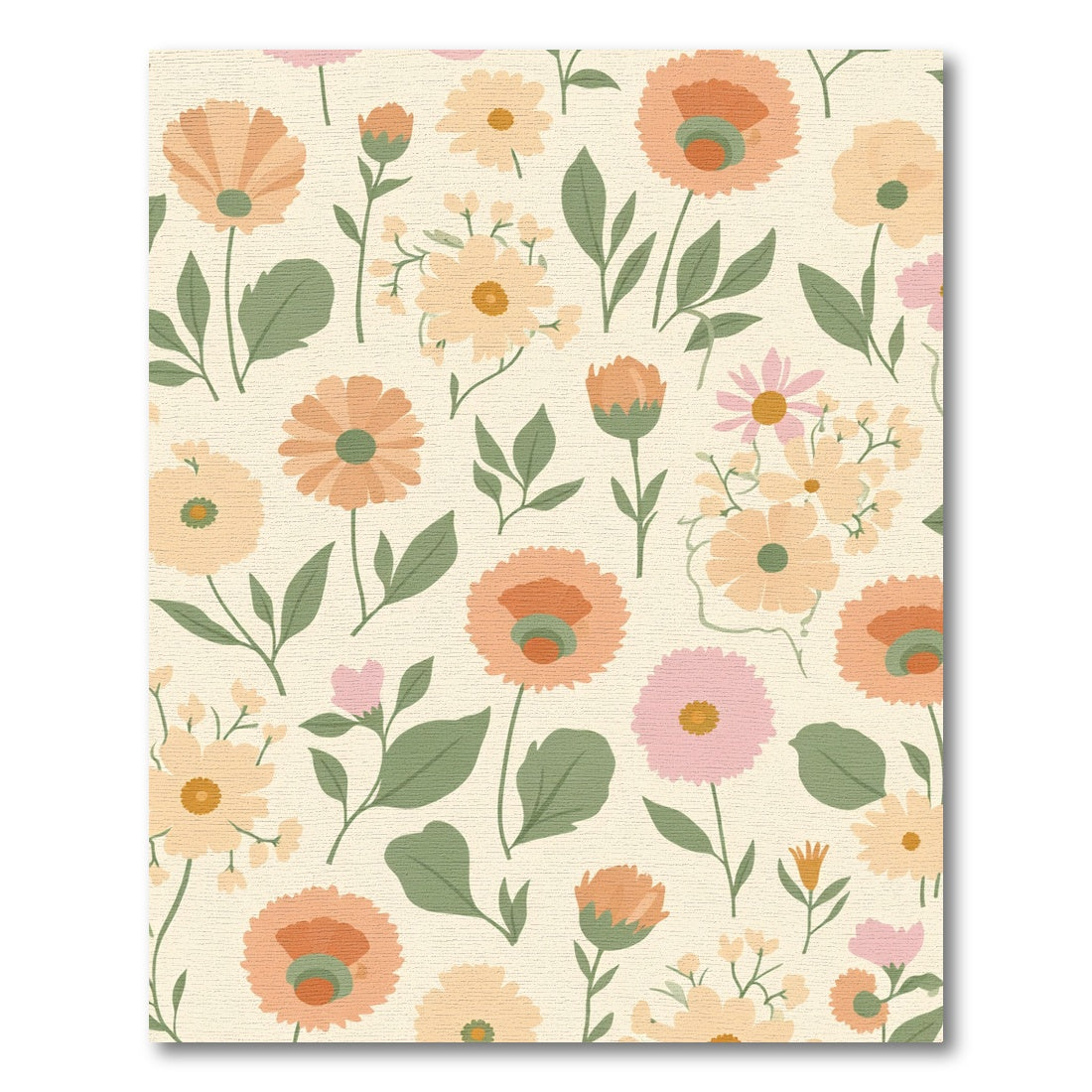 Whimsical Peach Floral Garden Rug