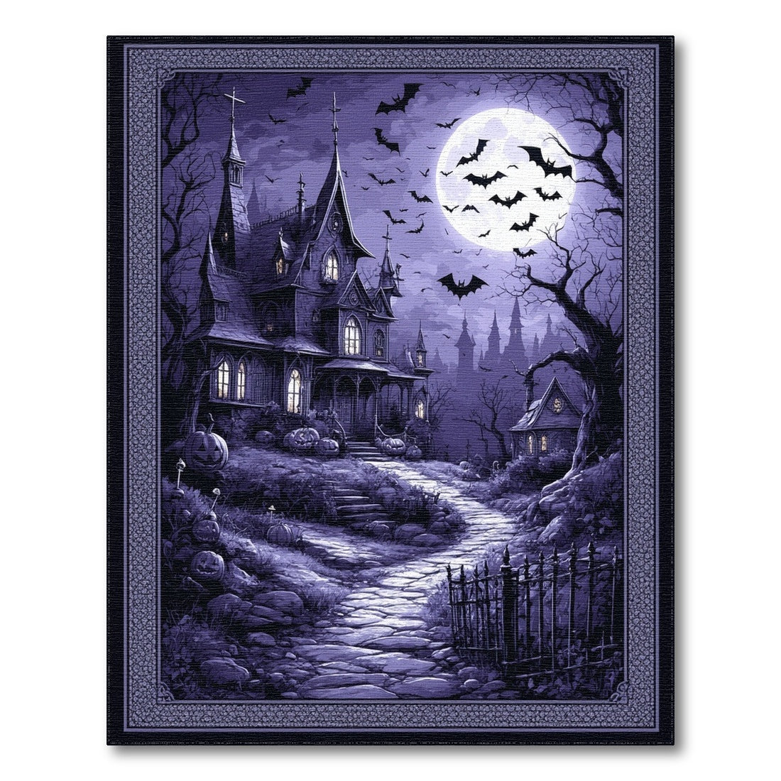 Purple Gothic Haunted House Area Rug